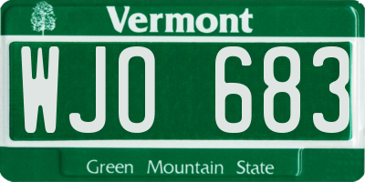 VT license plate WJO683