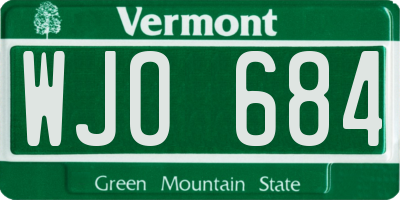 VT license plate WJO684