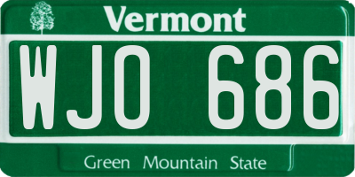 VT license plate WJO686