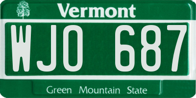VT license plate WJO687