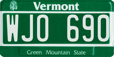 VT license plate WJO690