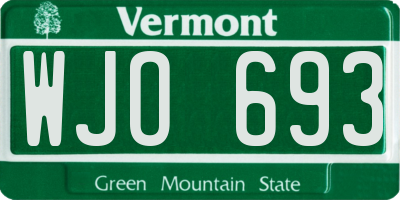 VT license plate WJO693