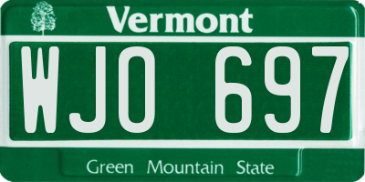 VT license plate WJO697