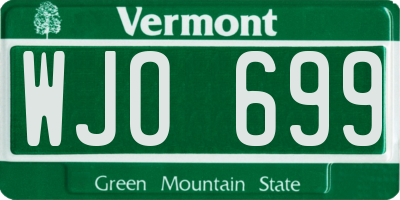 VT license plate WJO699
