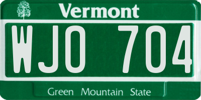 VT license plate WJO704