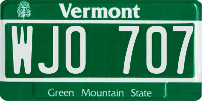 VT license plate WJO707