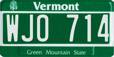 VT license plate WJO714