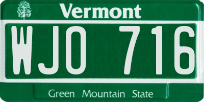 VT license plate WJO716