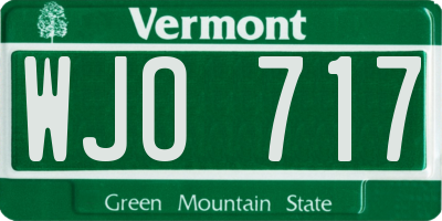 VT license plate WJO717