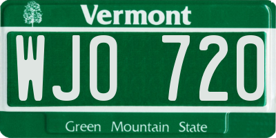 VT license plate WJO720