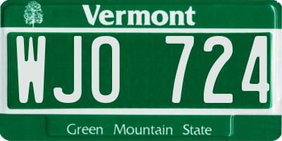 VT license plate WJO724