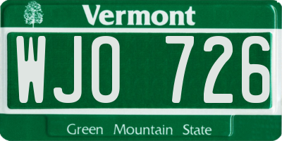VT license plate WJO726