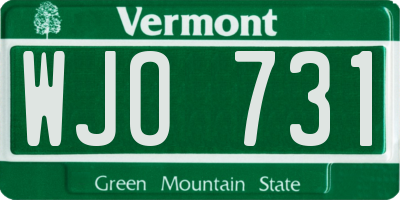 VT license plate WJO731