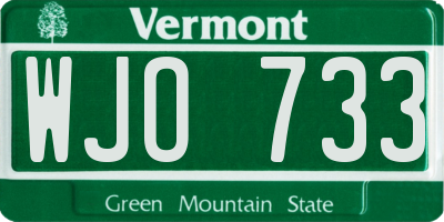 VT license plate WJO733