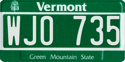 VT license plate WJO735