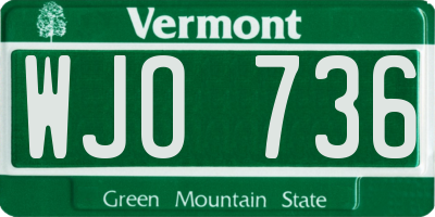 VT license plate WJO736