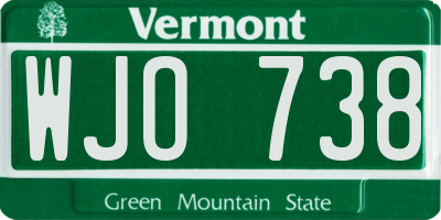 VT license plate WJO738