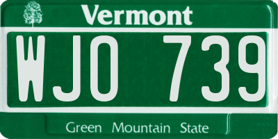 VT license plate WJO739