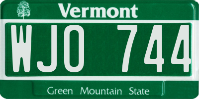 VT license plate WJO744