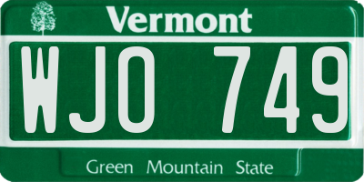 VT license plate WJO749