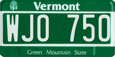 VT license plate WJO750