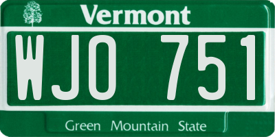 VT license plate WJO751