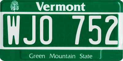 VT license plate WJO752