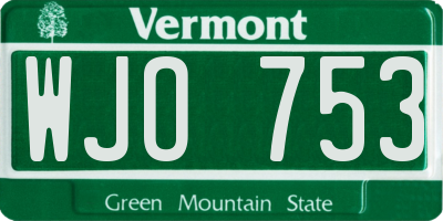 VT license plate WJO753