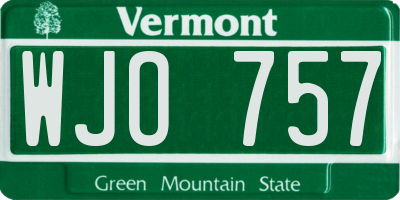 VT license plate WJO757