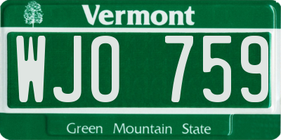 VT license plate WJO759