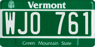 VT license plate WJO761