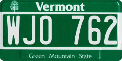 VT license plate WJO762