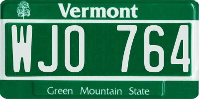 VT license plate WJO764