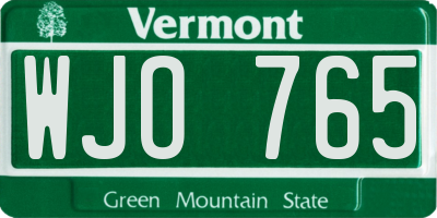 VT license plate WJO765