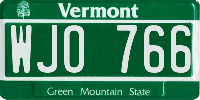 VT license plate WJO766