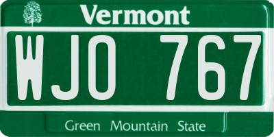 VT license plate WJO767
