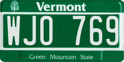 VT license plate WJO769