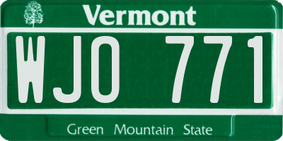 VT license plate WJO771
