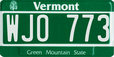 VT license plate WJO773