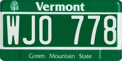 VT license plate WJO778