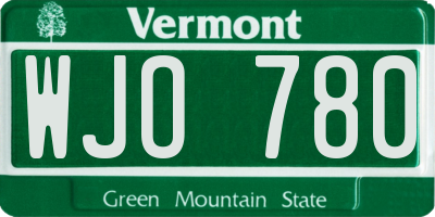 VT license plate WJO780