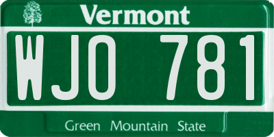 VT license plate WJO781