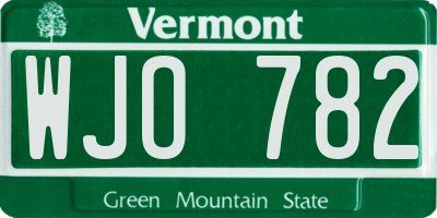 VT license plate WJO782