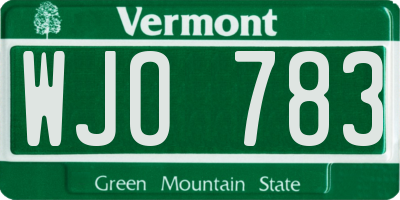 VT license plate WJO783