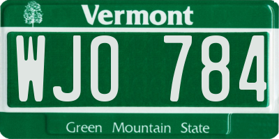 VT license plate WJO784