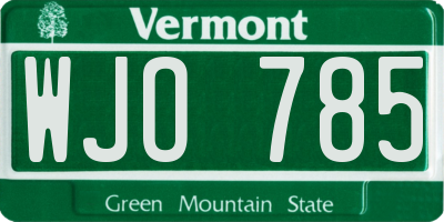 VT license plate WJO785