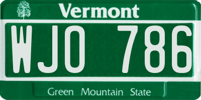 VT license plate WJO786