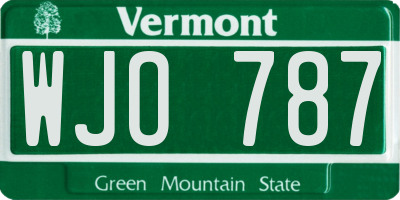 VT license plate WJO787