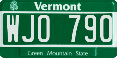 VT license plate WJO790