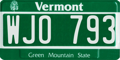 VT license plate WJO793